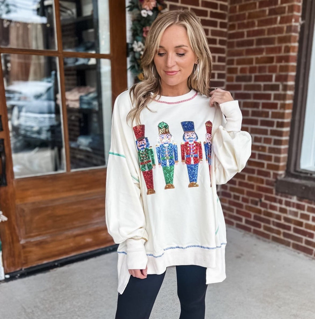 Damen Oversized Sweatshirt mit festlichem Motiv R&B