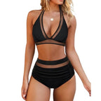 Damen Hochgeschnittener Bikini mit trendigem Transparent-Design R&B