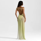 Damen Off-Shoulder Maxikleid mit figurbetontem Schnitt und hochwertigem Stoff R&B