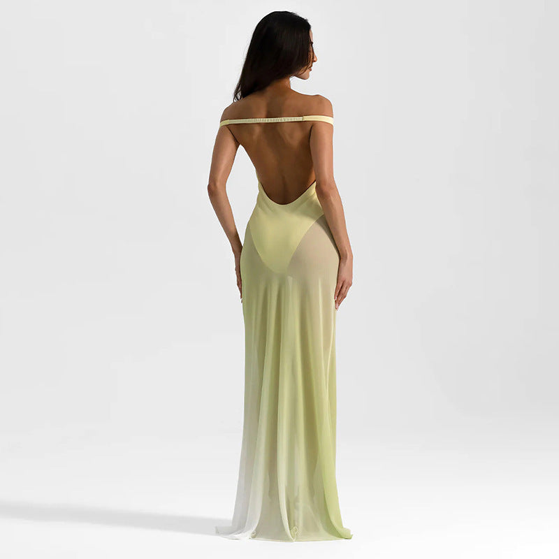 Damen Off-Shoulder Maxikleid mit figurbetontem Schnitt und hochwertigem Stoff R&B