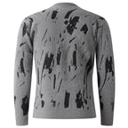 Damen modischer Stehkragenpullover mit einzigartigem Strukturdesign und grafischen Akzenten
