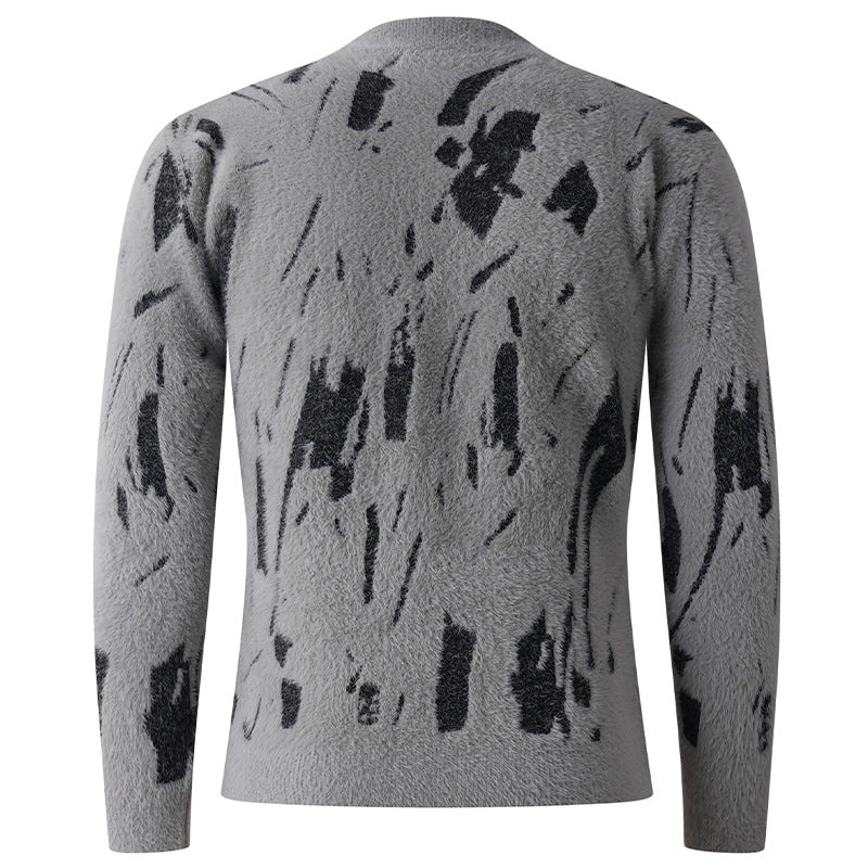 Damen modischer Stehkragenpullover mit einzigartigem Strukturdesign und grafischen Akzenten