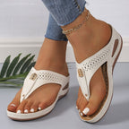 Damen Zehentrenner-Sandalen mit eleganter Perforation und modischem Akzent R&B