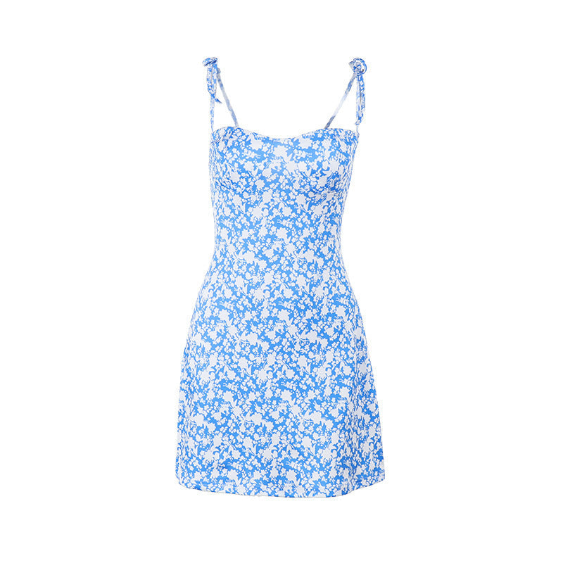 Damen Freizeitliches Minikleid mit floralem Muster und verstellbaren Spaghetti-Trägern R&B
