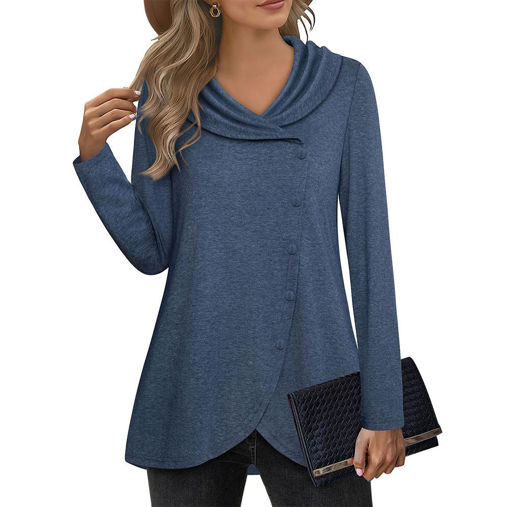 Damen Elegante Bluse mit asymmetrischem Saum und Kragen