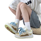 Damen Sportliche Sneakers mit buntem Karomuster und gepolsterter Innensohle