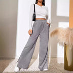 Damen weite Cordhose mit seitlichen Schlitzen und elastischem Bund R&B