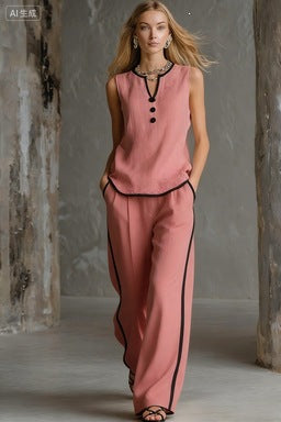 Damen Elegantes Zweiteiler-Set mit schickem Oberteil und weiten Hosen R&B