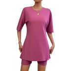 Damen Sportliches Kurzarm-Kleid mit integriertem Radlerhose