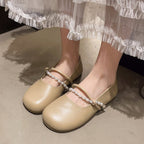 Damen elegante Ballerinas mit Perlenakzenten