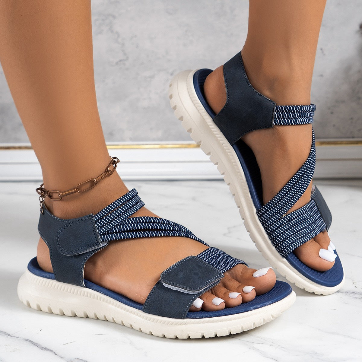 Damen Sportliche Sandalen mit verstellbarem Riemendesign und rutschfester Sohle R&B