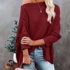 Damen lässiger Off-Shoulder Pullover im Strukturdesign R&B
