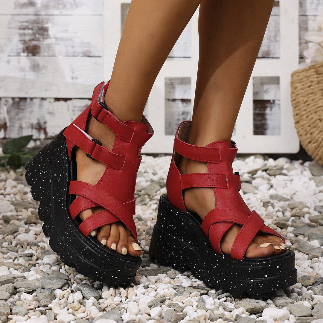 Damen Wedge-Sandalen mit verstellbaren Riemen und komfortablem Fußbett R&B