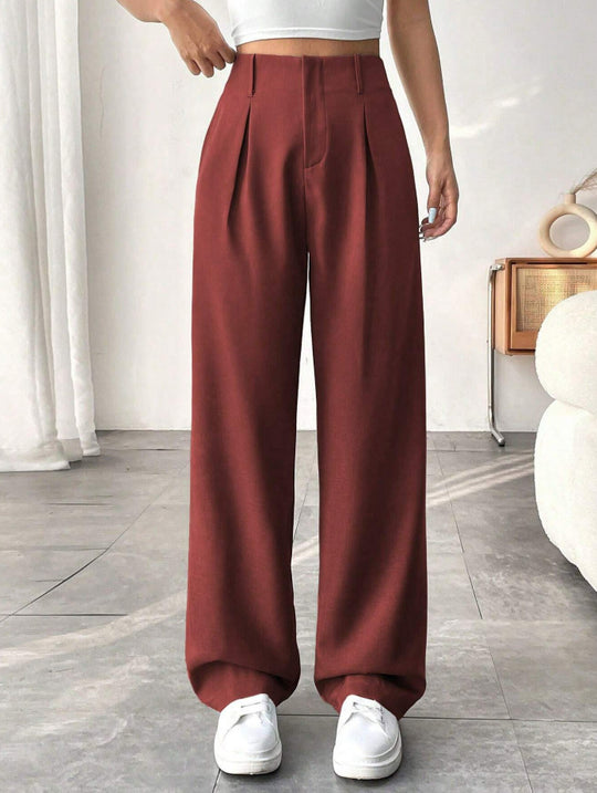 Damen Elegante Bundfaltenhose mit weitem Schnitt R&B