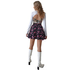 Damen kurzer Rock mit floralen Akzenten und elastischem Bund R&B