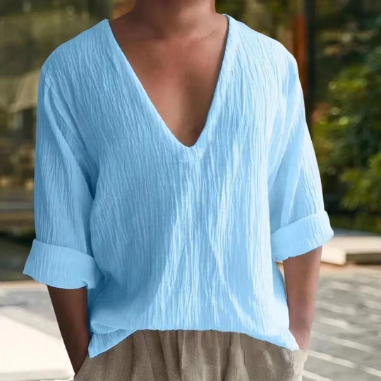 Herren lässiges V-Ausschnitt T-Shirt R&B