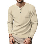 Herren Langarm Henley-Oberteil mit strukturierter Oberfläche R&B