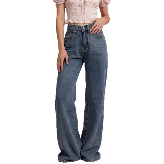 Damen Weite High-Waist Jeans mit besonderen Nahtdetails R&B