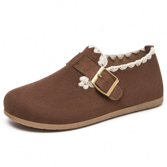 Damen Bequeme Hausschuhe mit dekorativem Riemen und weichem Innenfutter R&B