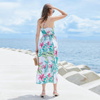 Damen Strandlaid mit floralem Design und tiefem V-Ausschnitt R&B
