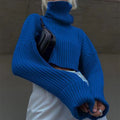 Damen Crop-Pullover mit hohem Kragen und asymmetrischem Schnitt