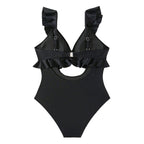 Damen Schwimmanzug mit Rüschendetails R&B