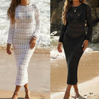 Damen Häkel-Midikleid mit elegantem Design und Figur betontem Schnitt R&B