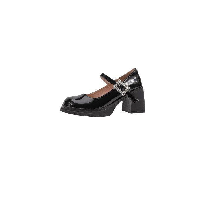 Damen elegante Blockabsatz-Pumps mit modischer Schnallenverzierung R&B