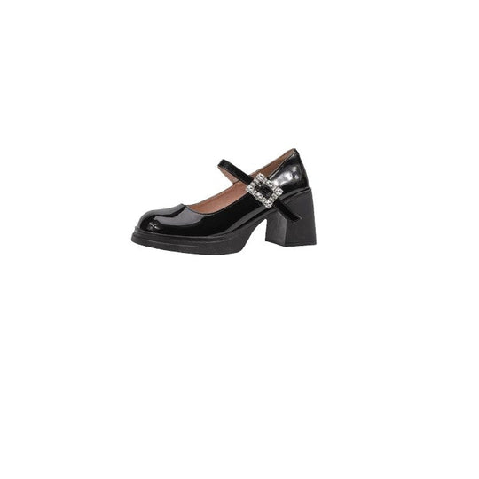Damen elegante Blockabsatz-Pumps mit modischer Schnallenverzierung R&B