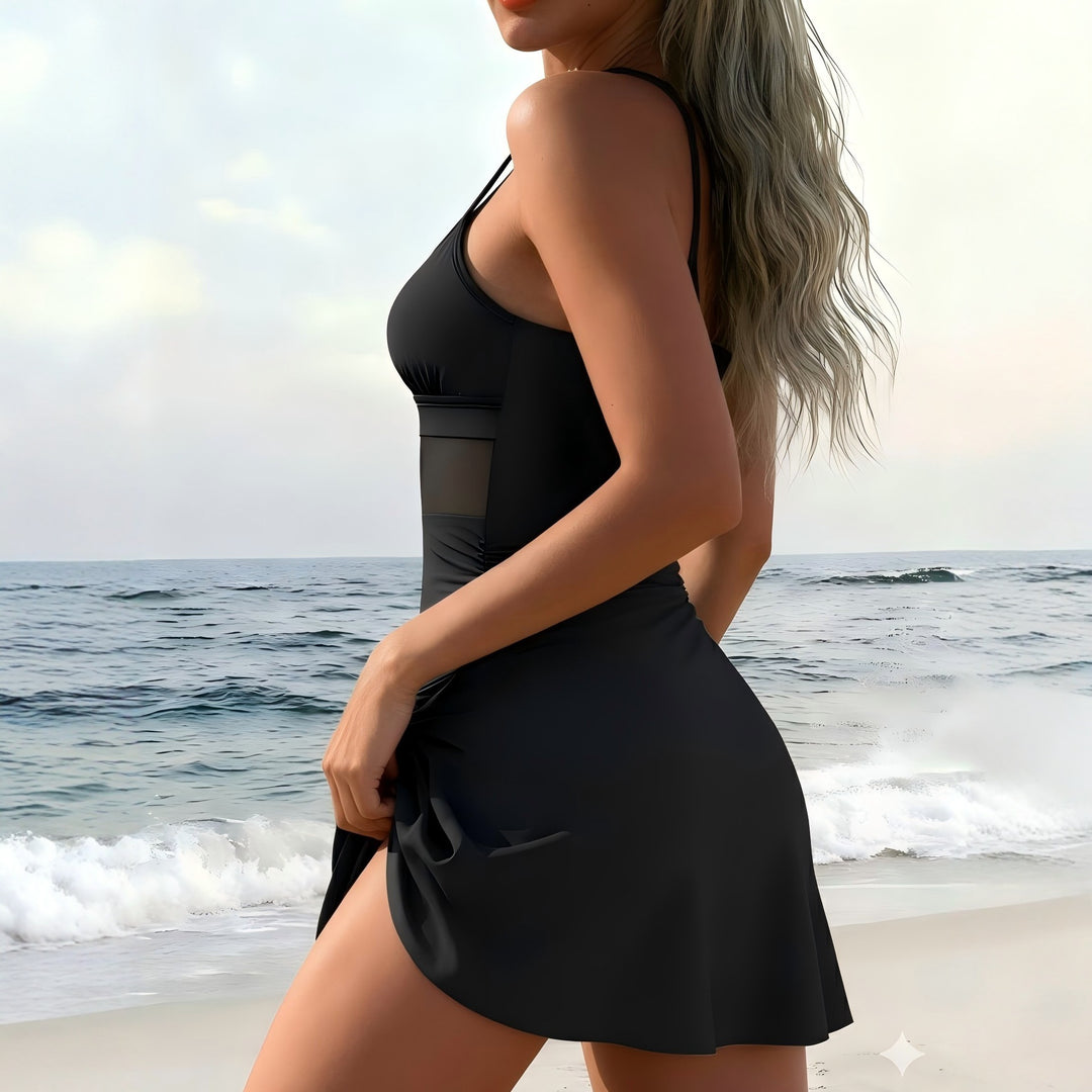 Damen Sportlicher Badeanzug mit modischem Wickelrock R&B