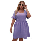 Damen lässiges Sommerkleid mit breiten Ärmeln und quadratischem Ausschnitt R&B