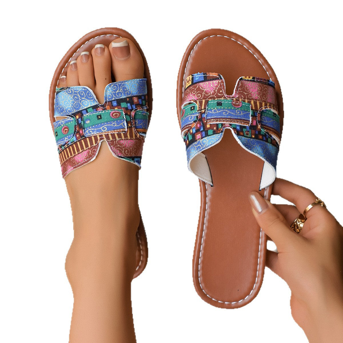 Damen Sommerliche Pantoletten mit funkelndem Design und ergonomischer Fußbettung R&B