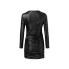 Damen Figurbetontes Kunstlederkleid mit Rüschen R&B