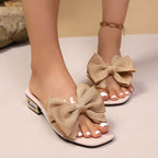 Damen Elegant und verspielte Zehentrenner-Sandalen mit dekorativem Schleifen-Detail R&B