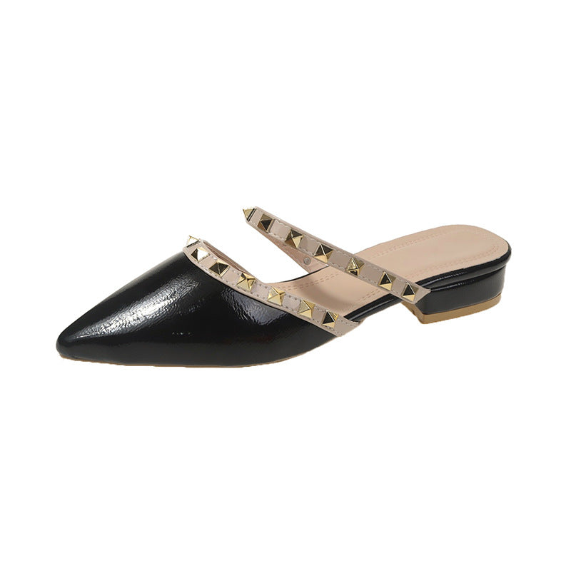 Damen elegante Mules mit modernen Nietenakzenten R&B