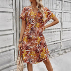 Damen leichtes Freizeitkleid mit floralem Design R&B