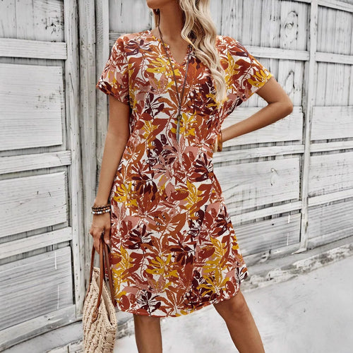 Damen leichtes Freizeitkleid mit floralem Design R&B