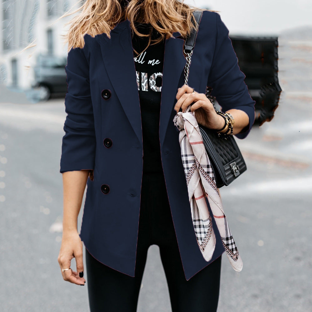 Damen Modischer Doppelreiher-Blazer mit schmaler Silhouette und praktischen Taschen R&B