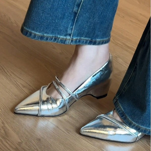 Damen elegante spitze Pumps mit komfortablem Blockabsatz R&B