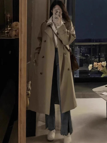 R&B | Damen Langer Wasserdichter Trenchcoat Reverskragen