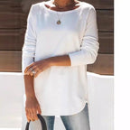 Damen gemütlicher Longsleeve mit weitem Ausschnitt