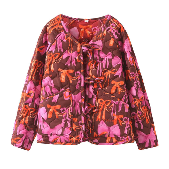 Damen Steppjacke mit verspieltem Schleifenmuster R&B