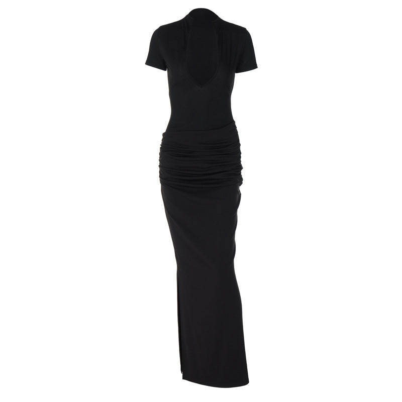 Damen Elegantes Maxikleid mit tiefem Ausschnitt und Raffungen R&B