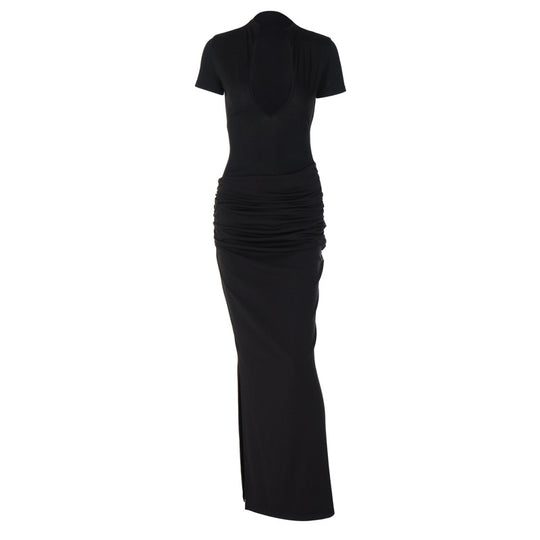 Damen Elegantes Maxikleid mit tiefem Ausschnitt und Raffungen R&B