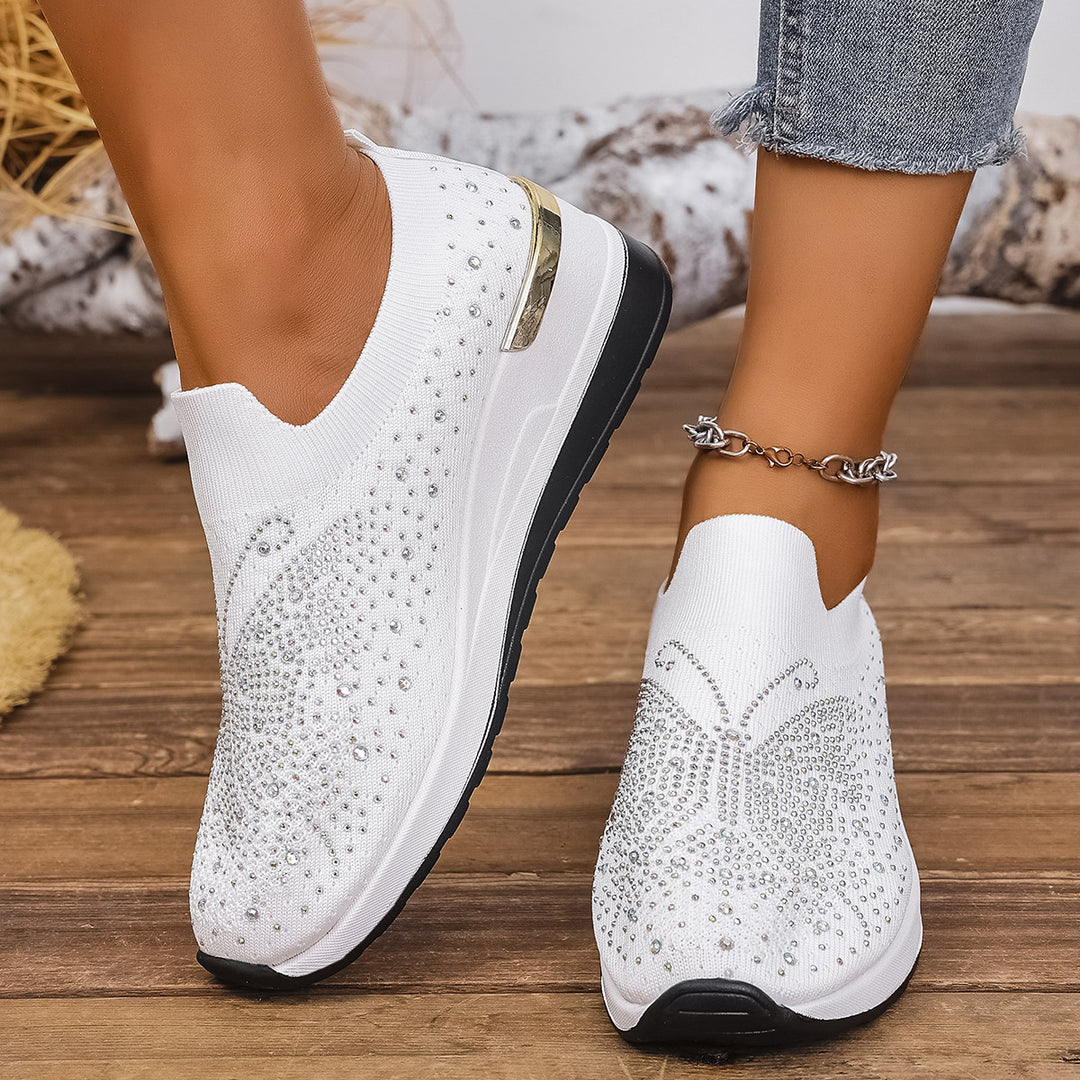 Damen Glamouröse Sneaker mit funkelnden Strassdetails R&B
