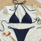 Damen Triangel-Bikini mit feiner Rippstruktur R&B