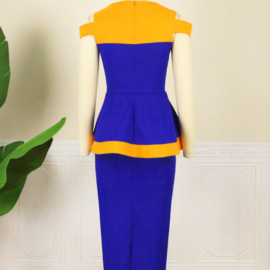 Damen figurbetontes Kleid mit modischem Geometrie-Muster R&B