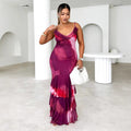 Damen Maxikleid mit eleganter Rüsche und fließendem Rock R&B