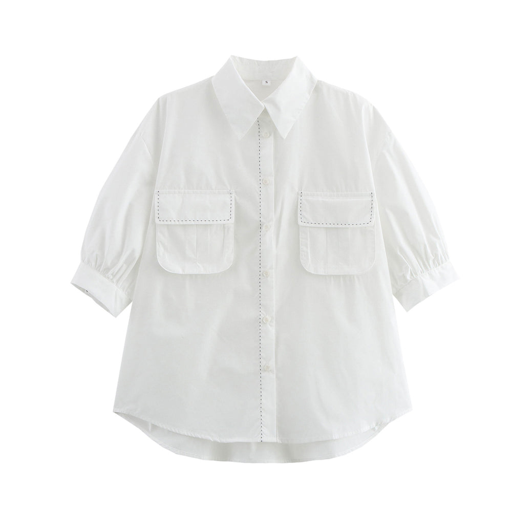 Damen Blusenshirt mit lässigem Schnitt und praktischen Brusttaschen R&B
