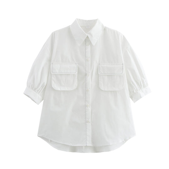 Damen Blusenshirt mit lässigem Schnitt und praktischen Brusttaschen R&B